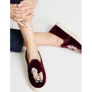Soludos Red Velvet Llama Sneakers, Size 9
